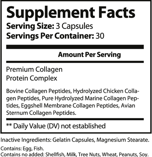 Skin Vitals Full Spectrum Collagen Capsules (Types I, II, III, V, X)